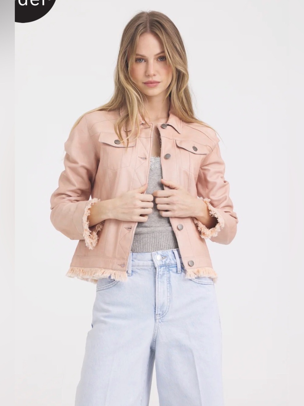 JKT NYC Jakett Alexa Pink Patina Leather Fringe Jacket M